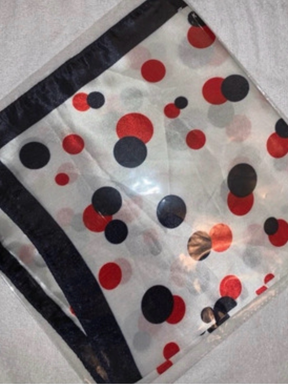 Polka Dot Satin Scarf in Red, Black & Gray